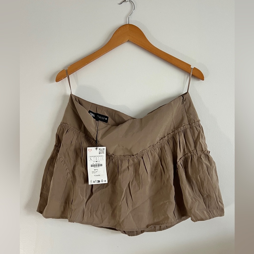Zara Taupe Gathered Skort